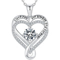 Jewelry for Women Wife Infinity Heart Birthstone I Love You Necklace S925 Anniversary Women Necklaces for Her Wife Birthday Gift Ideas, Birthday Present for Girlfriend Mom Daughter Sterling Silver