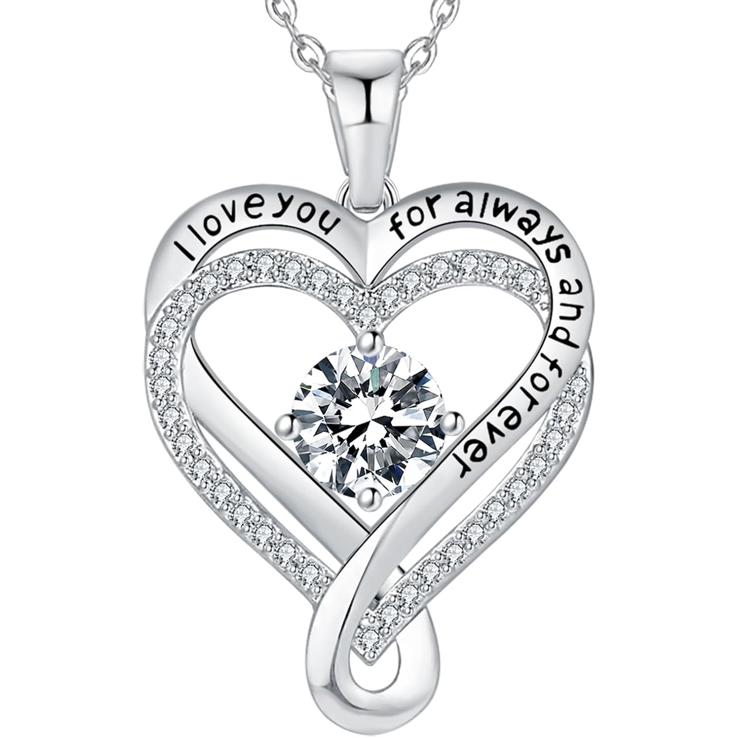 Jewelry for Women Wife Infinity Heart Birthstone I Love You Necklace S925 Anniversary Women Necklaces for Her Wife Birthday Gift Ideas, Birthday Present for Girlfriend Mom Daughter Sterling Silver