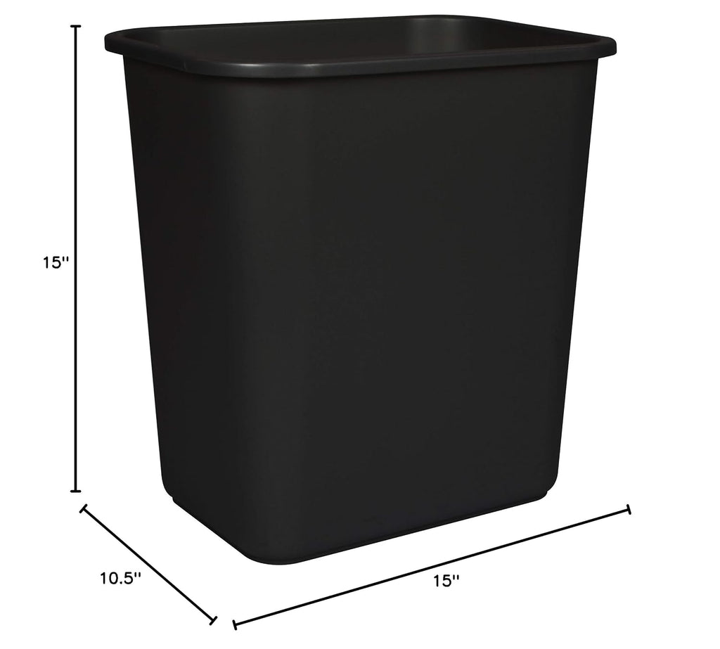 Storex 7 Gallon Trash Can, Gray, 6-Pack Black