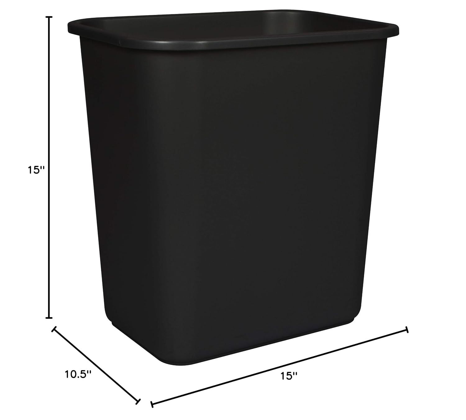 Storex 7 Gallon Trash Can, Gray, 6-Pack Black