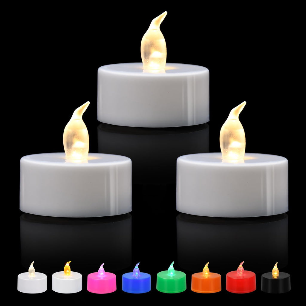 Koaby 12/24/50/100/200/400 Pack Led Tea Lights | Battery Operated Flickering Warm White Lights For Decor