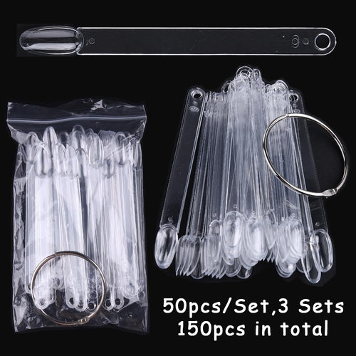150 Pcs Clear Nail Swatch Sticks with Ring, Oval Shape Nail Swatches for Gel Polish, Transparent Acrylic Tips for Organization, Displaying Colors and Training Nails tech Supplies for Home or Salon Use