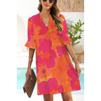 Jocafiye Womens Dresses V-Neck Ruffled Short Sleeve Dress Casual Shift Dress Summer Dresses For Women 2026