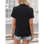 Ticticmiss Women'S Polo Shirts Short Sleeve V Neck Summer Tops Business Casual Collared Shirts Loose Tees
