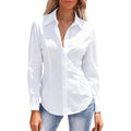 Button Down Shirts for Women Long Sleeve Dress Shirts Wrinkle Free Collared Work Office Solid Blouses Corset Tops
