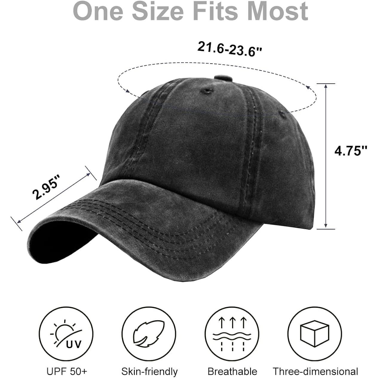 Womens Vintage Washed Distressed Baseball-Cap with Ponytail Hole Sport Golf Hat