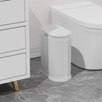 Ksskss 1.8 Gallons Small White Bathroom Trash Can With Lid, Slim Bathroom Garbage Bin, Removable Liner Bucket, Dog Proof Trash Can With Pop-Up Lid For Bedroom,Toilet