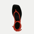 Rope Flat Sandals For Women Strappy Lace Up Square Open Toe Thong Sandals Comfortable Summer Beach Flip Flops Shoes