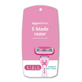Amazon Basics Women's 5-Blade Razor for Smooth, Close Shave, FITS Amazon Basics Handle and Venus Handles, Includes 1 Handle, 2 Cartridges & 1 Shower Hanger