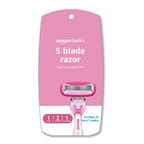 Amazon Basics Women's 5-Blade Razor for Smooth, Close Shave, FITS Amazon Basics Handle and Venus Handles, Includes 1 Handle, 2 Cartridges & 1 Shower Hanger