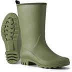 Hisea Women Rubber Boots Wide Calf Rain Boots Matte Surface Waterproof Pvc Rubber Rain Boot Mid Height Rain Shoes For Outdoor Gardening Work Walking