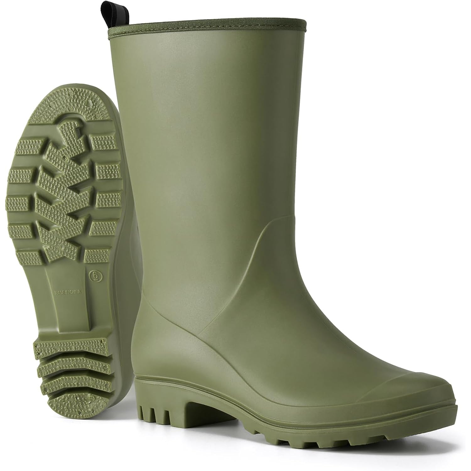 Hisea Women Rubber Boots Wide Calf Rain Boots Matte Surface Waterproof Pvc Rubber Rain Boot Mid Height Rain Shoes For Outdoor Gardening Work Walking
