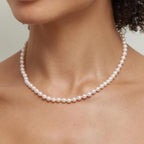 The Pearl Source 14K Gold 4-9mm AAA Quality Graduated Round White Freshwater Cultured Pearl Necklace for Women