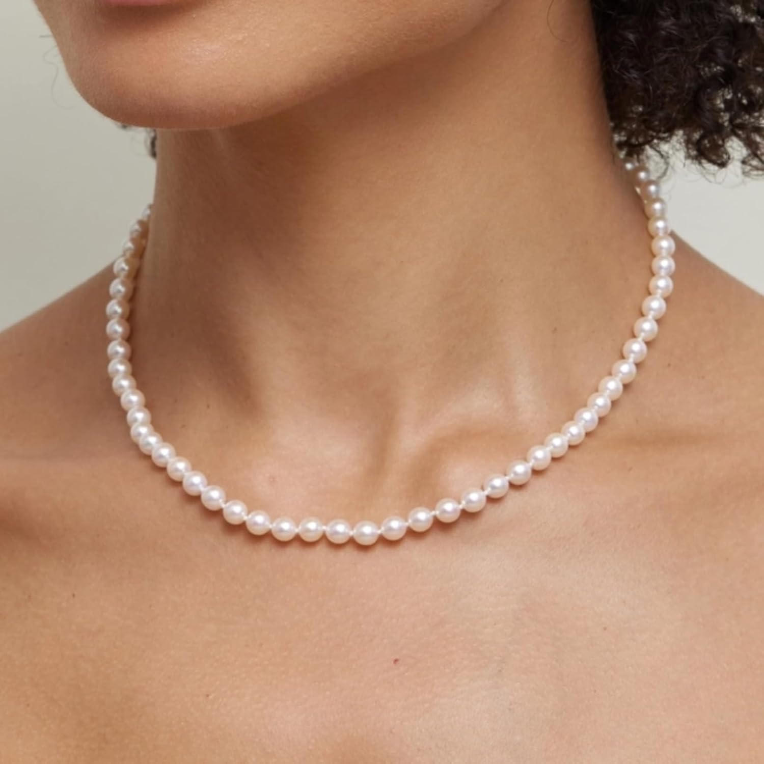 The Pearl Source 14K Gold 4-9mm AAA Quality Graduated Round White Freshwater Cultured Pearl Necklace for Women