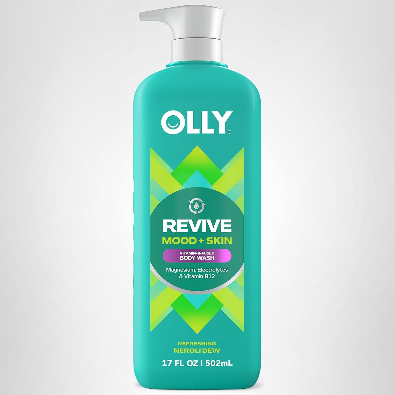 Olly Revive Body Wash With Magnesium, Electrolytes & Vitamin B12– Nourishing Cleanser For Skin Barrier Repair, Deep Hydration, Refreshing Nerolidew Scent, 17 Oz