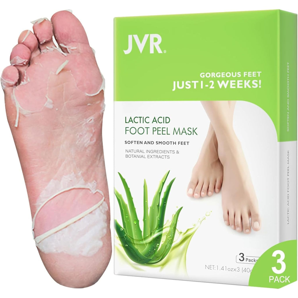 JVR Foot Peel Mask - 3 Pairs - Exfoliating Peeling Callus Remover, Softens Rough, Cracked Heels & Dry Skin, for Smoother and Softer Feet (Aloe Vera)