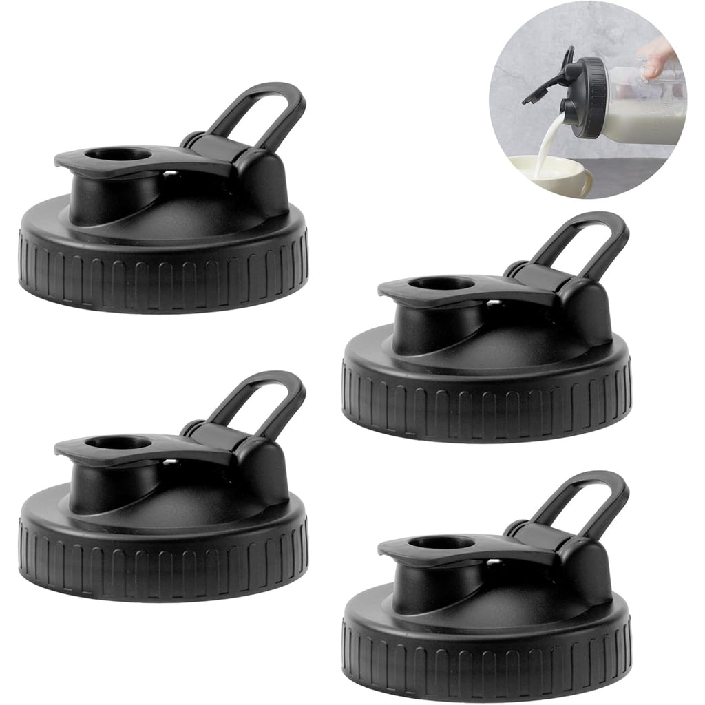 FyndraX Pour Spout Lids for Ball Wide Mouth Mason Jars, Airtight Canning Jar Flip Cap Top Lid for Drinking, Salad, Dressing Pouring, Leak-Proof, Pack of 4