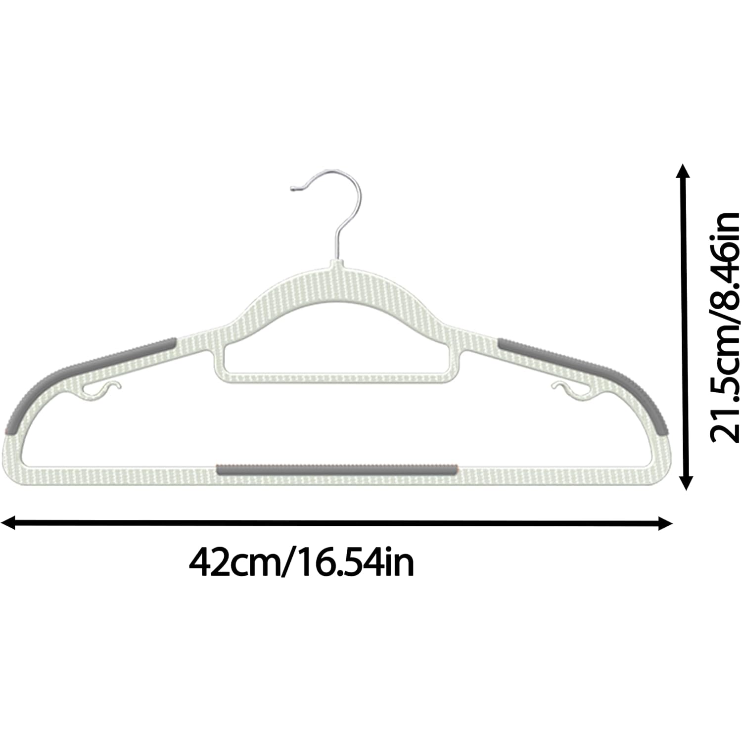 60 Pack Heavy Duty Plastic Hangers, Non Slip Clothes Hangers With Rubber Pads And 360° Hook - Thin Space Saving Hanger, Closet Organizer For Shirt, Pants, Suit, Skirt,Coat - Gray