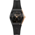 Bulova Latin Grammy Gemini Quartz Rose Gold Stainless Steel Accent With Curved Mineral Crystal And Black Silicone Strap Watch, Ladies