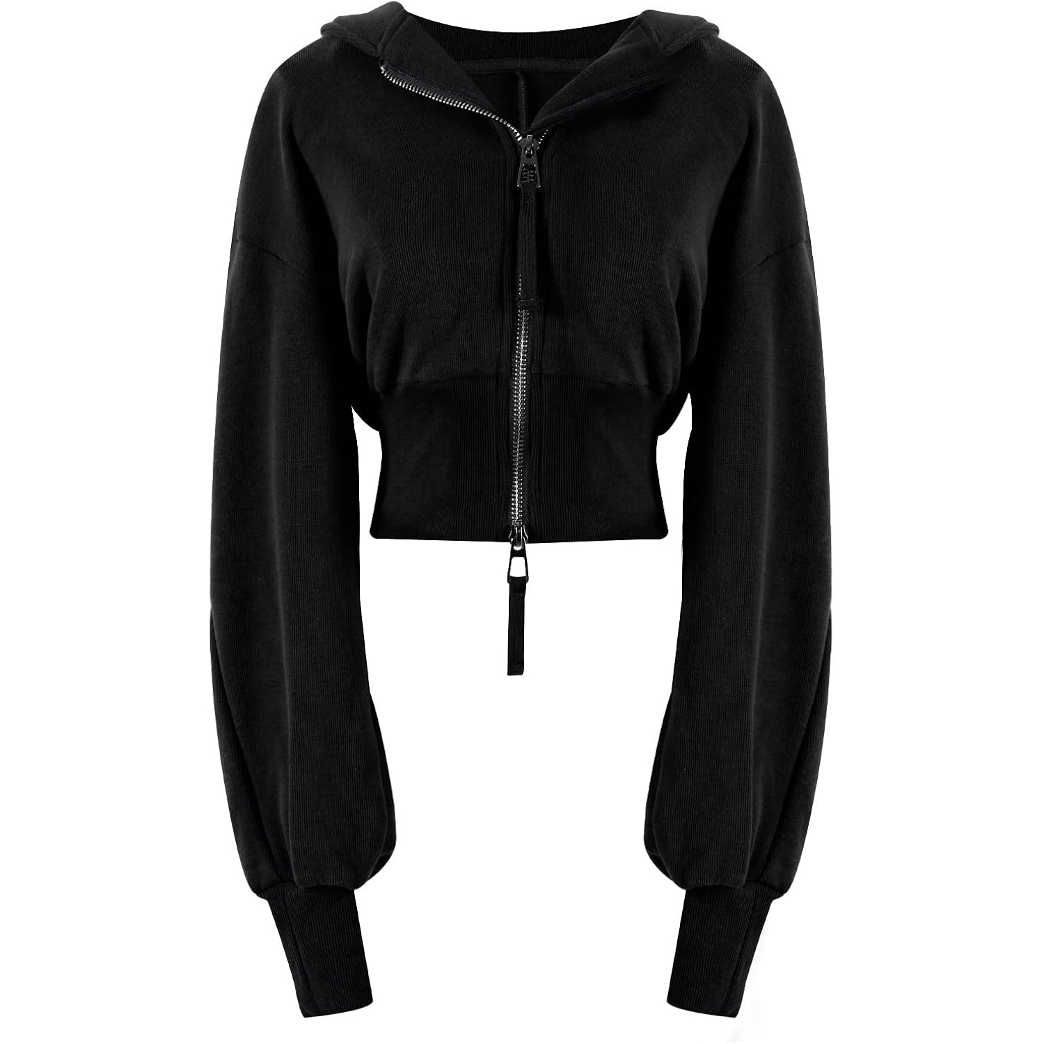 Arssm Cropped Hoodie Women Zip Up Long Sleeve Sweatshirts Casual Fashion Hooded Workout Jacket Crop Top