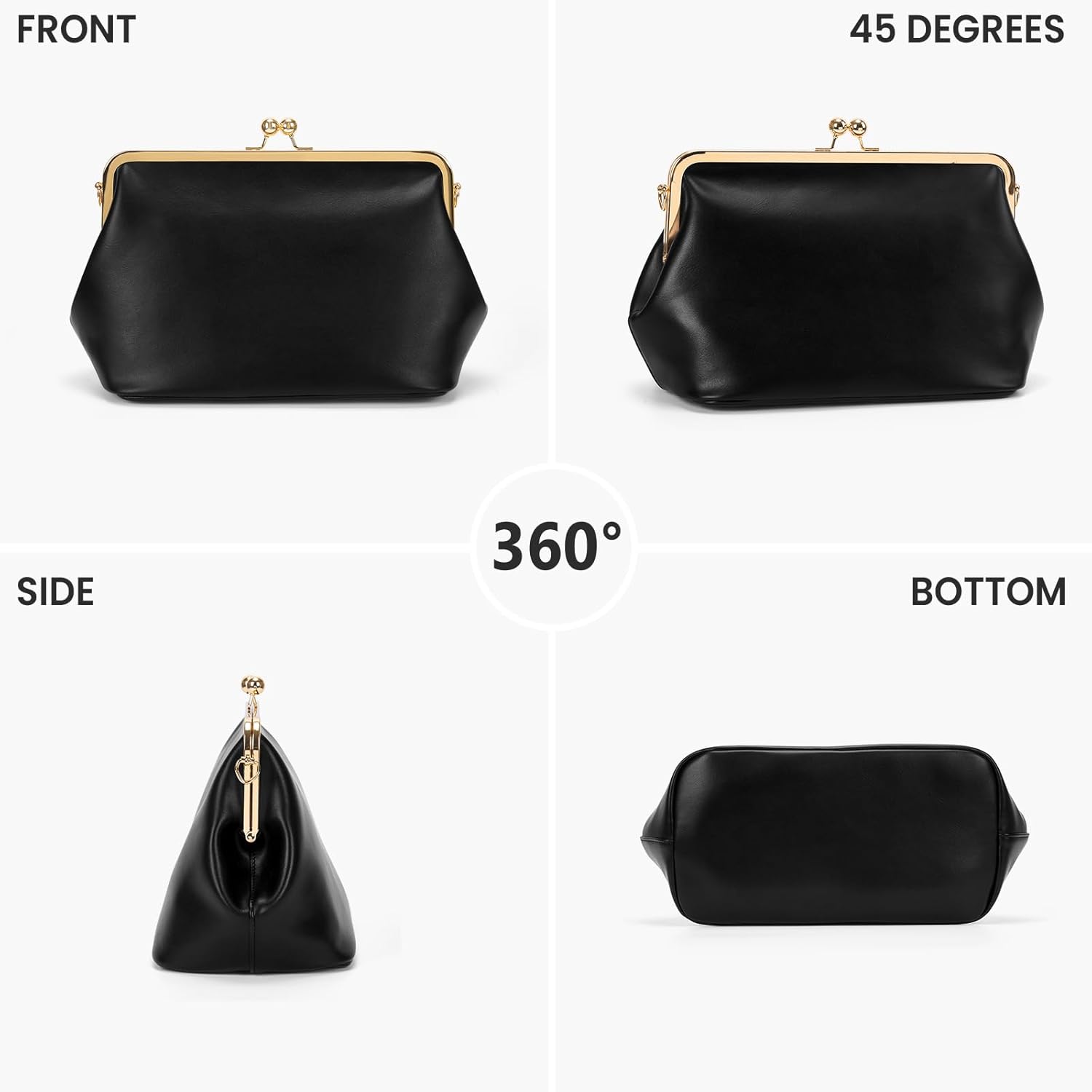 Women's Kiss Lock Crossbody Bag PU Medium Handbags Kiss Clasp Crossbody Shoulder Bags Tote Purse Messenger Handbag