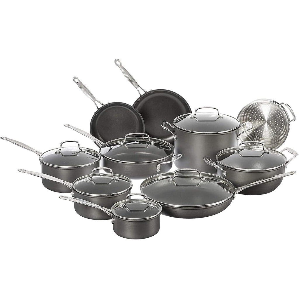 Cuisinart 17-Piece Pots And Pans Set, Non Stick Hard Anodized Cookware Set, Compatible With Electric, Gas Cooktops, Dishwasher Safe, Oven Safe Pot Set, Cool Grip Handles, Aluminum Core For Even Heat