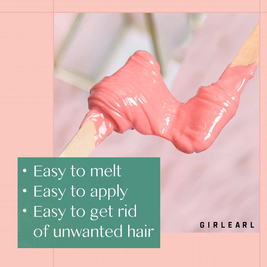 GIRLEARLE Hard Wax Beads, 1lb Wax Beans for Hair Removal Sensitive Skin with Rose Formula, Perfect for Full Body, Facial, Brazilian Bikini, and Legs at Home Wax Refill for Women Men (pink)