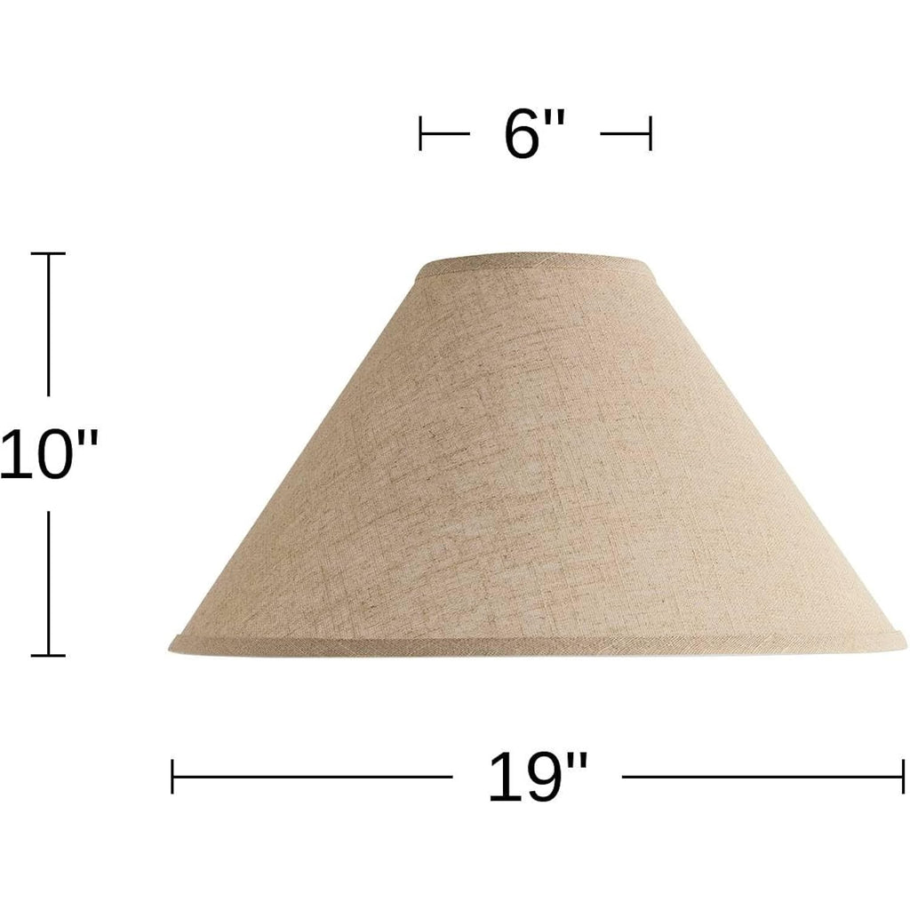 Fine Burlap Large Empire Lamp Shade (Pre-Assembled) 6" Top X 19" Bottom X 10.5" High X 12" Slant (Spider) Replacement With Harp And Finial