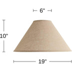 Fine Burlap Large Empire Lamp Shade (Pre-Assembled) 6" Top X 19" Bottom X 10.5" High X 12" Slant (Spider) Replacement With Harp And Finial