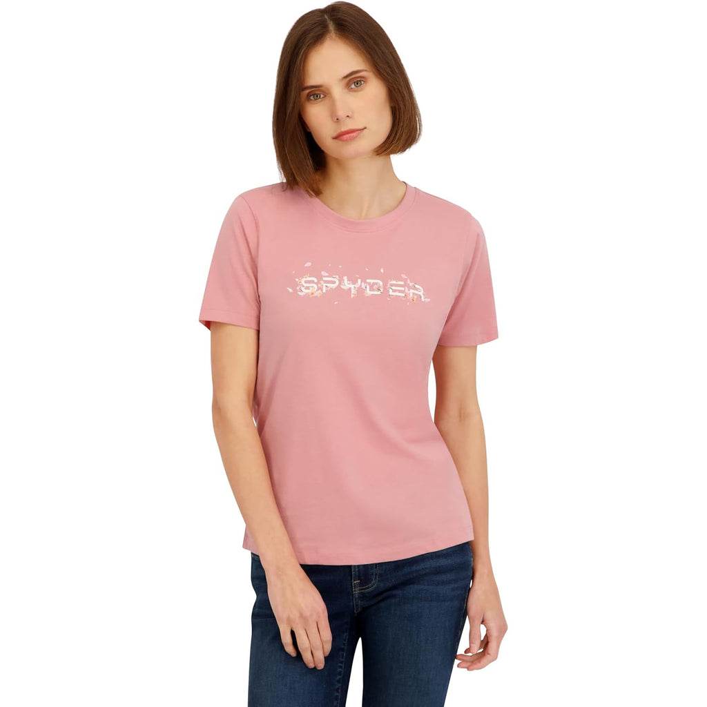 Spyder Women's Floral Wordmark Logo Graphic Short Sleeve Tee T-Shirt
