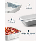 DOWAN Casserole Dish, 9x13 Ceramic Baking Dish, Large Lasagna Pan Deep for Oven, 4.2 Quarts Baking Pan with Handles, Oven Safe and Durable Bakeware for Lasagna, Home Decor, Wedding Gift, Soft White