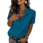 Women Blouses Short Sleeve Button Down Shirts Business Casual Dressy Work Tops Summer Spring Clothes