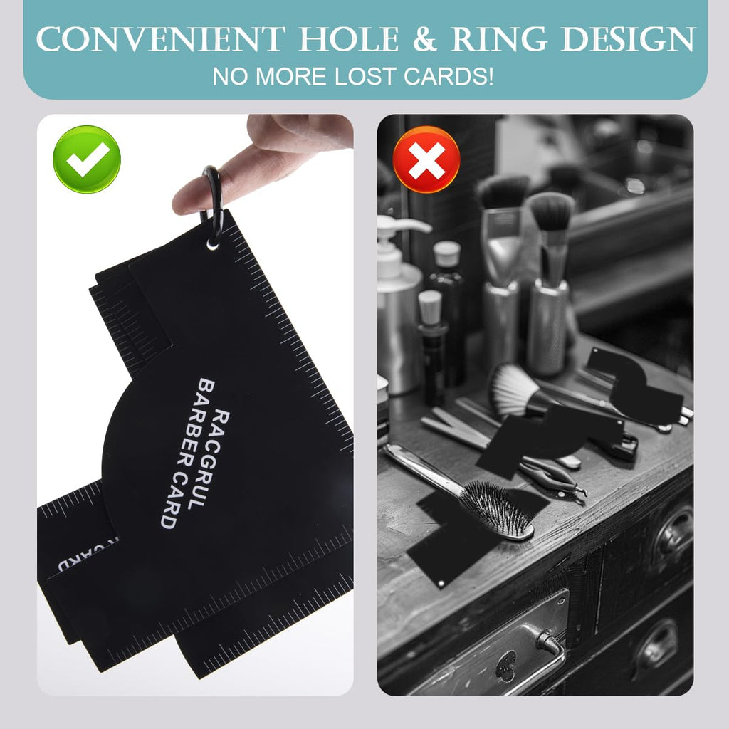 Enhancement Card for Barbers with Measurement Indicators, Reusable Hairline Shaping Tool, Beard Line Up Template, Color Spray Edge Line Up Tool, Easy to Clean Hairline Maker Guide for Barbers
