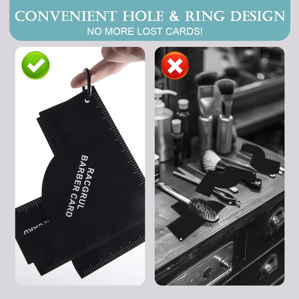 Enhancement Card for Barbers with Measurement Indicators, Reusable Hairline Shaping Tool, Beard Line Up Template, Color Spray Edge Line Up Tool, Easy to Clean Hairline Maker Guide for Barbers