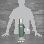 Stanley Heritage Classic Vacuum Bottle with Handle 1.1 qt | Wide Mouth w/Leakproof Cup Lid | Keep Drinks Hot or Cold | Insulated Stainless Steel Thermal Bottle | BPA-Free | Hammertone Green