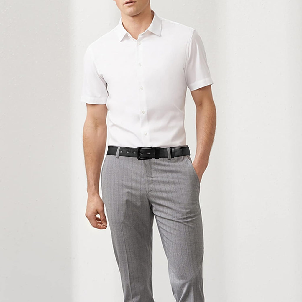 Maikun Mens Casual Dress Belt, Mens Leather Black Belt, Casual Wear Jeans Pants