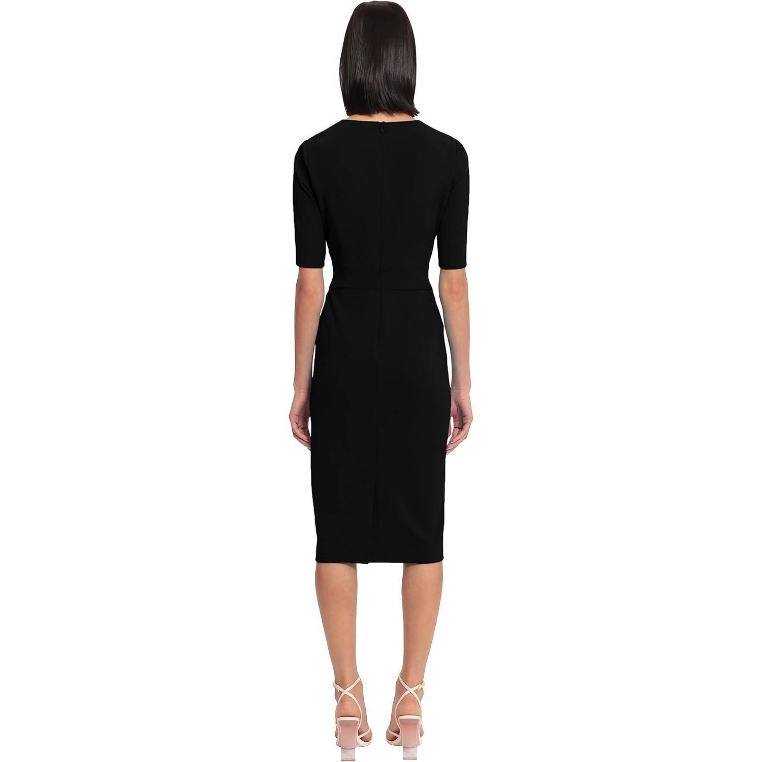 Women's Curved Waist Seam Crepe Workwear Dress Career Office Desk to Dinner Event Occasion Guest of