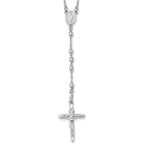 Bonyak Jewelry 14k White Gold Diamond-Cut 3mm Beaded Rosary 24 inch Necklace Graceful