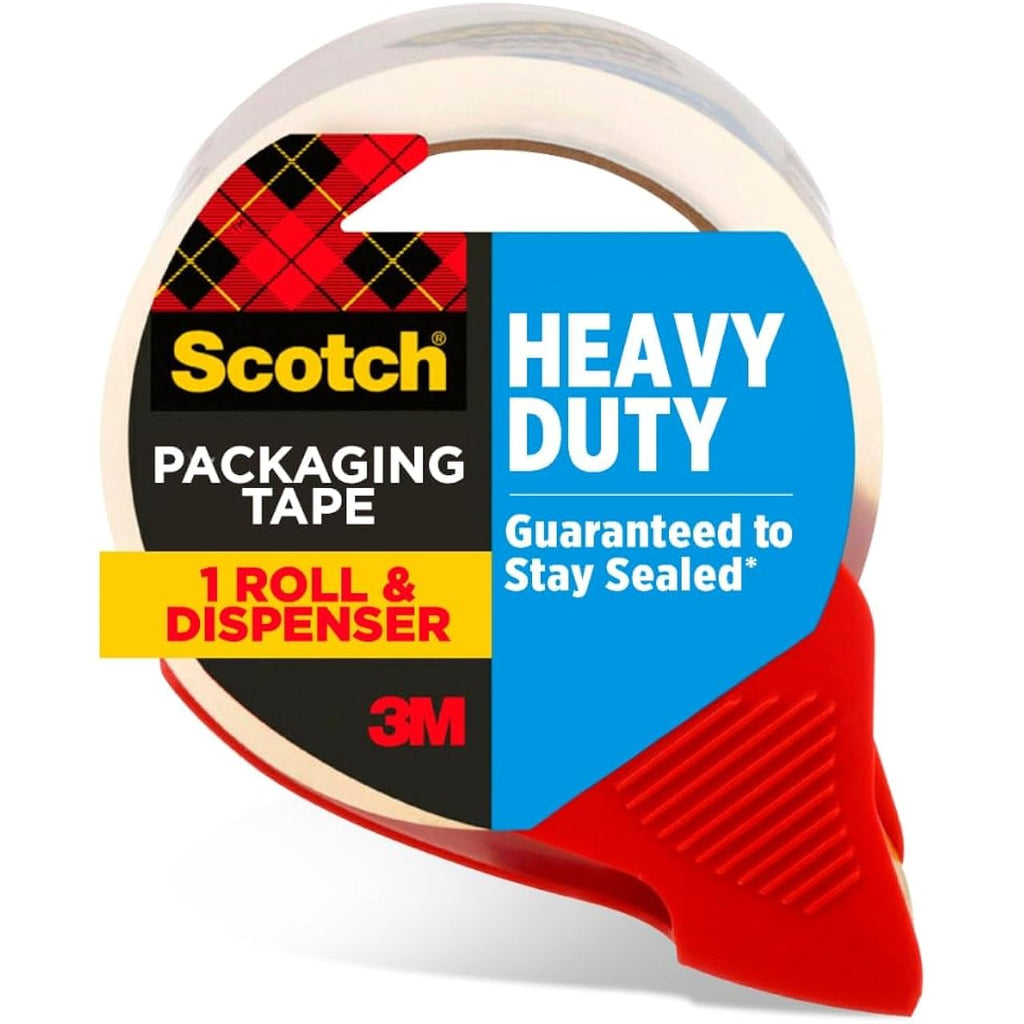 Scotch Heavy Duty Shipping Packing Tape, Clear, Shipping And Packaging Supplies, 1.88 In. X 38.2 Yd., 1 Tape Roll With Dispenser