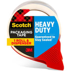 Scotch Heavy Duty Shipping Packing Tape, Clear, Shipping And Packaging Supplies, 1.88 In. X 38.2 Yd., 1 Tape Roll With Dispenser