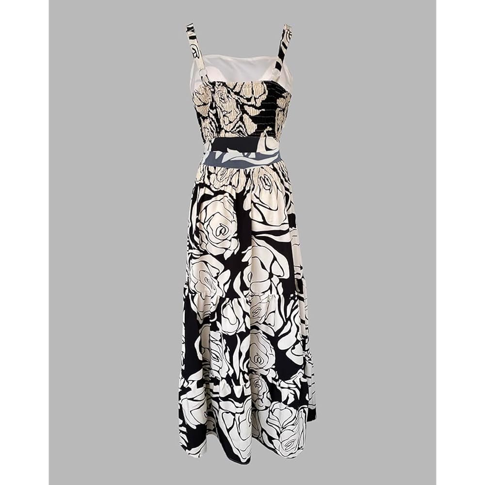 Chicme Summer Dresses For Women 2026 Sleeveless Casual Boho Maxi Dress Square Neck Cut Out Floral A Line Dress