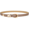 WHIPPY Women Skinny Leather Belt for Jeans Pants Dresses Ladies Fashion Waist Belt with Shiny Gold Buckle