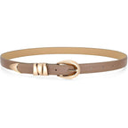 WHIPPY Women Skinny Leather Belt for Jeans Pants Dresses Ladies Fashion Waist Belt with Shiny Gold Buckle