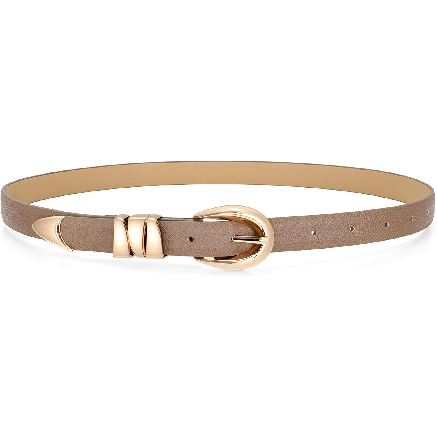 WHIPPY Women Skinny Leather Belt for Jeans Pants Dresses Ladies Fashion Waist Belt with Shiny Gold Buckle