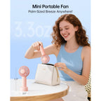 Sweetfull Mini Portable Fan - Rechargeable Handheld Fan, 3 Speeds Personal Small Hand Gifts For Travel Essentials, Lash, Makeup, Eyelash, Kids, Girls, Women - Usb, Cute Design Pink