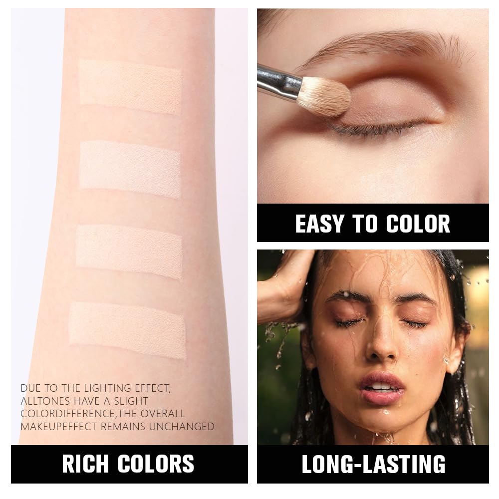 4 Colors Vanilla Nude Eyeshadow Palette, Light Beige Pink Ivory White Quads, Matte & Shimmer Soft Blendable Eye Shadow, Natural Everyday Makeup for Mature Skin, Vegan, Sombras de Ojos