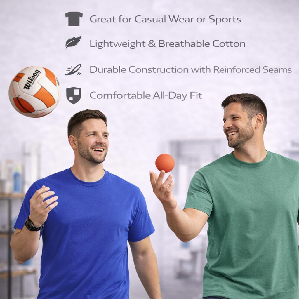 12 Pack Plus Size Men'S Cotton T-Shirt Bulk Big & Tall Short Sleeve Lightweight Premium Fitted Classic Tees