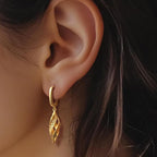 Gold Hoop Earrings 14K Gold Hoop Earrings for Women Dangle Drop Earring for Women Rhombic Twisted Hollow Shape Drop Earring for Womens Dangling 40mm