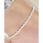 Sterling Silver Ankle Bracelets for Women Strong Lobster Clasp - Cuban Link, Figaro, Rope, Flat Mariner, Snake Herringbone, Satellite, Paperclip - Summer Beach Waterproof Silver Anklet
