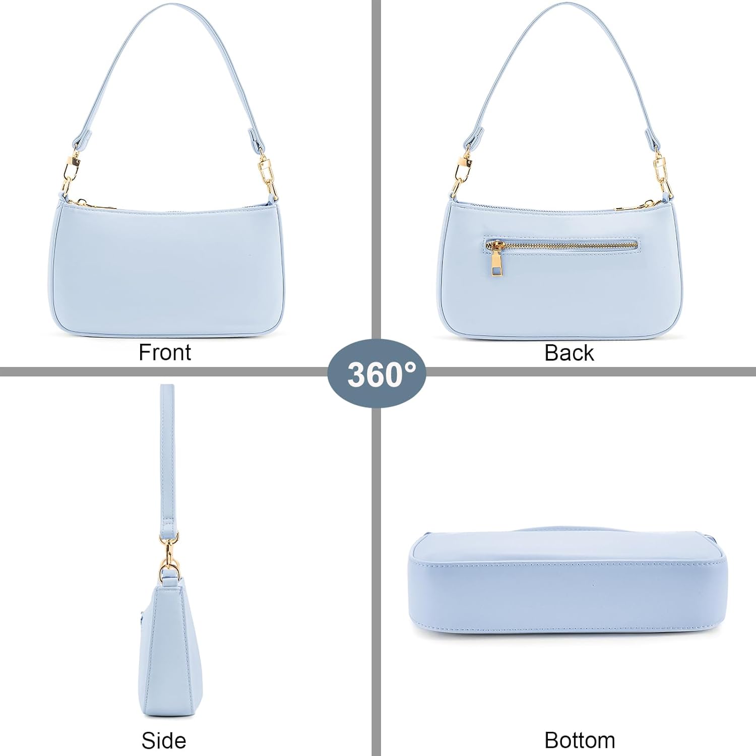 Shoulder Bag for Women Retro Vegan Leather Classic Clutch Tote HandBags Purses with Zipper Closure
